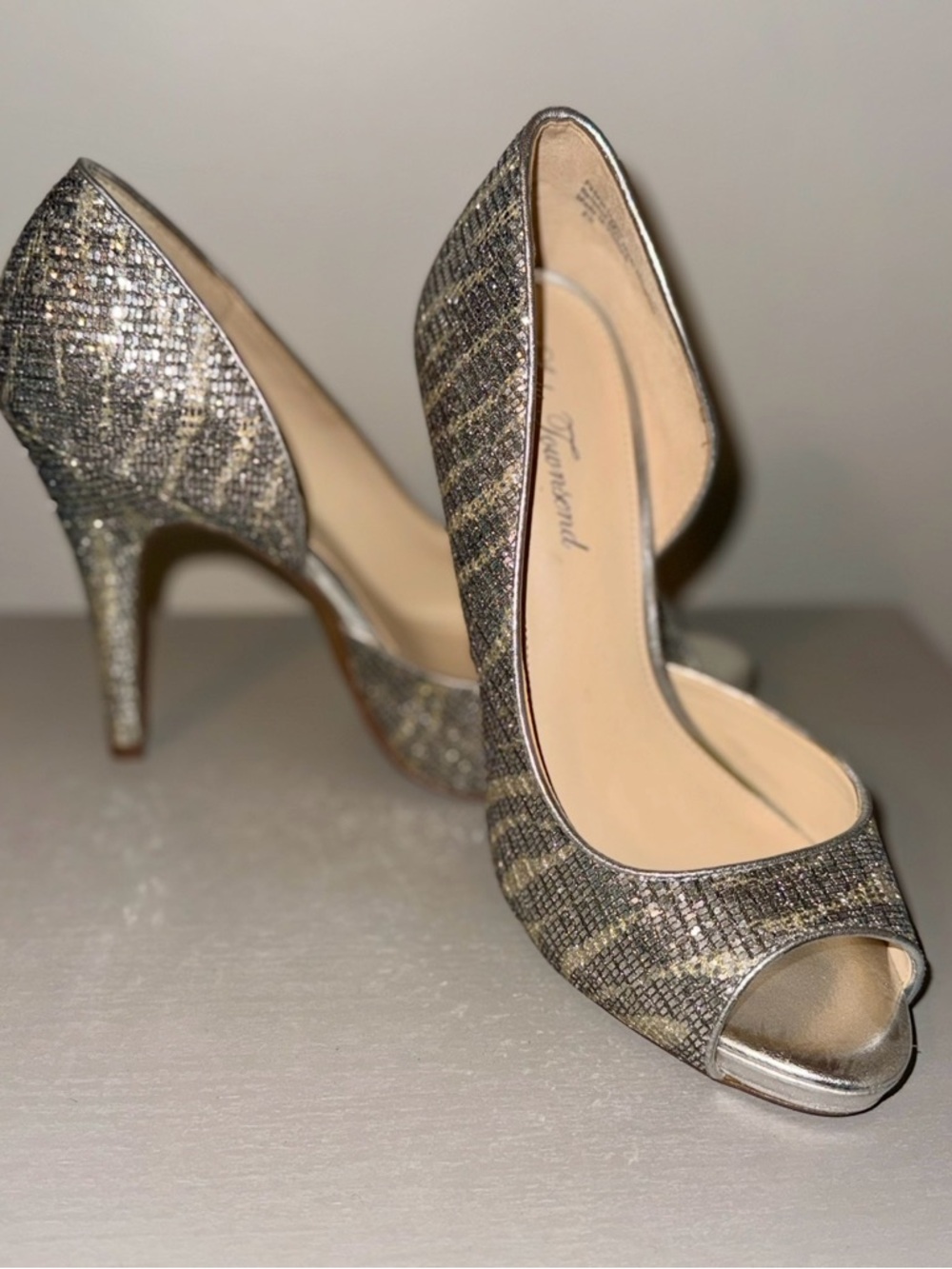 Lulu Townsend Metallic Gold Open-Toe High Heels